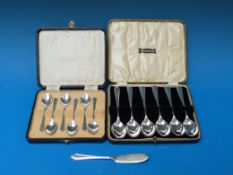 A cased set of hallmarked silver rat tai