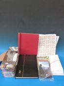 A box of sundry loose stamps, stock book