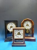 Three late 19thC mantel alarm clocks
