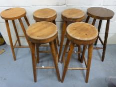 Six pine bar stools