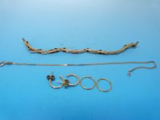 A 9ct gold bracelet, a yellow metal watc