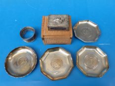 Four white metal coin based pin dishes e