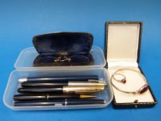 A hallmarked silver bracelet set with an