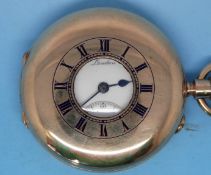 A JW Benson 9ct gold cased half hunter p
