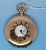 A 9ct gold half hunter keyless gentleman