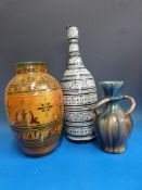 Three large studio pottery vases, two in