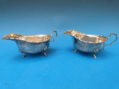 A pair of hallmarked silver sauce boats,
