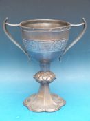 An Arts and Crafts pewter chalice, heigh