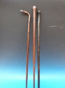 Three walking canes including silver mou