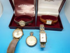 Five various watches including three box