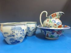 A pair of Oriental octagonal jardinieres