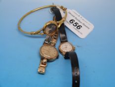 Two 9ct gold cased ladies wristwatches t