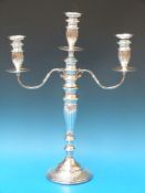 A hallmarked silver three-branch candela