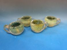 Four Mdina glass cups