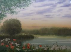 A watercolour of a field by D Haddow