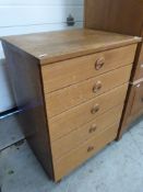 A Schreiber bedside chest of six graduat