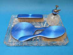 A hallmarked silver and guilloché enamel