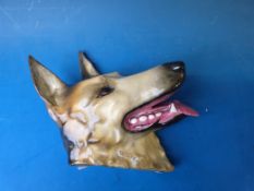 A Crown Devon wall mask of an Alsatian 