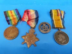 WW1 trio of medals including 14/15 star, awarded to PS - 1561 Sergeant W. C. Franklin, Middlesex