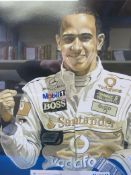 A David Macaluso signed limited edition print of Lewis Hamilton (32/50) 48 x 40cm
