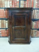 A 19thC twin panel oak hanging cupboard (H 90cm x W 70cm x D 29cm)