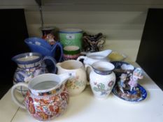 A Crown Ducal jug, probably Charlotte Rhead, Imari vase, Jeff Banks vase etc