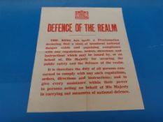 A late 1930's Defence of the Realm poster, with WWII Churchill interest