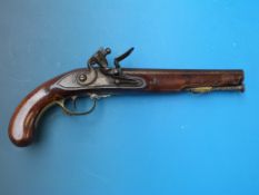 A H Nock, London flintlock officer's pistol with captive ramrod, c1800