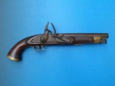 A 19thC flintlock pistol with captive ramrod