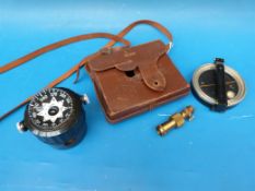 A Dietzgen sighting compass in leather case together with a Taylor 