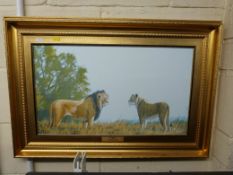 Stephen Gayford limited edition print 20/35 of a lion and lioness 