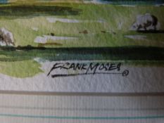 A Frank Moser watercolour of Northleach Church (16 x 34cm)