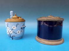 Two unusual writing stands, one with RM Paris label to underside, the other with blue enamel and