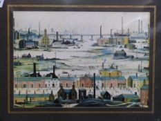 Five Lowry prints, including a small set of four in gilt frames.