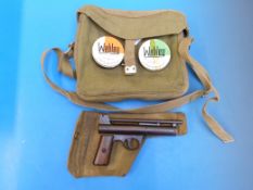 A MK1 Webley and Scott air pistol SN23189, holster, canvas bag and pellets