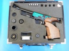 A BRNO Co2 target air pistol .177 cal serial number c1656, in metal flight case