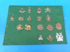 Seventeen various British Army cap badges including WW1 Army Cyclists, Australasian, British