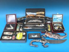 A collection of pocket and lock knives (as new), some in presentation boxes