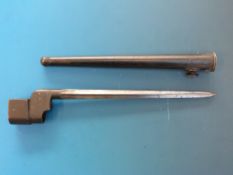 A WW2 British No 4 Mk 1 stick bayonet with scabbard
