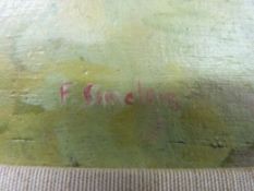 Frances Sinclair: Impressionist oil on board of French landscape 