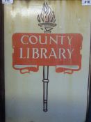 A double-sided county library enamel sign  (the vendor advises this to be ex Stroud library)