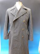 An RAF style greatcoat, various hats,  a quantity of Civil Defence Corps rescue arm bands etc