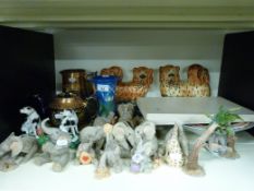 A collection of various ceramics to include a Dennis China Works vase, a pair of 19thC dogs,