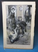 H.M. Brock (1875-1960) Original book illustration in pen & ink heightened in white of a lady &