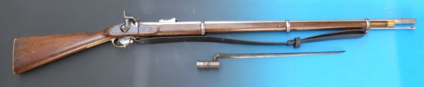 A London Arms Company 577 percussion civil war rifle stamped 1860 to the lock and 225 to the brass