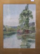 Fourteen various watercolours, prints and embroidered pictures of mainly floral and still life