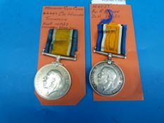 Two WWI Machine Gun Corps casualty medals,one 106037 Pte R Brown, the other 44449 Cpl William