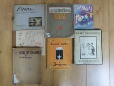 Seven volumes including two of H M Bateman's drawing together with books on  Shanghai and China