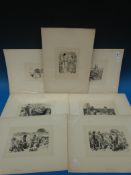 Charles Keene - collection of eight proof wood engravings printed on India paper and mounted.