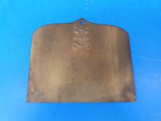 A late 19thC / 20thC brass nameplate relating to the 3rd Carabiniers. Narborough, Birmingham,